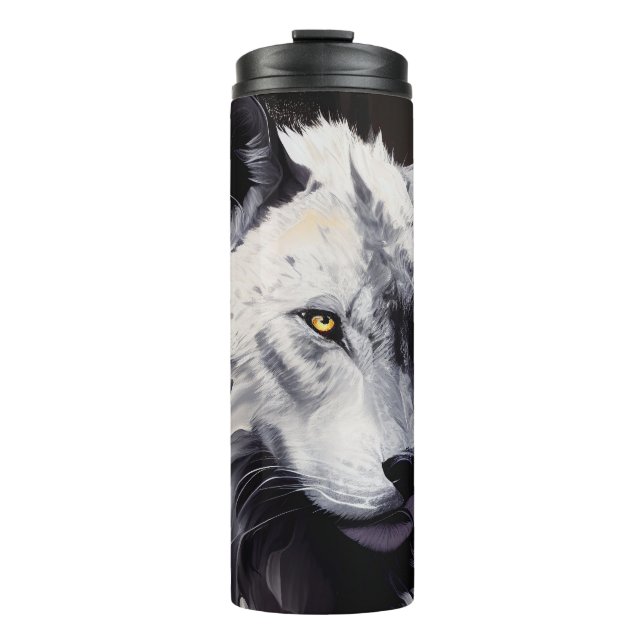 Wolf Portrait Animal Painting Wildlife Adventure Thermal Tumbler (Front)