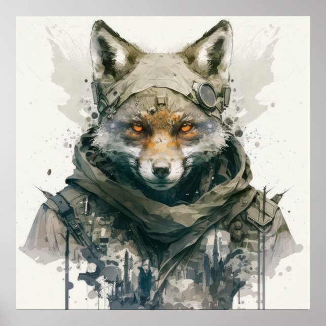 Wolf Portrait Animal Painting Wildlife Forest  Poster (Front)