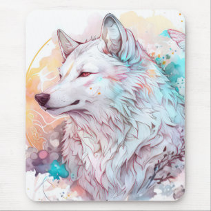 Wolf Portrait Animal Painting Wildlife Outdoors Mouse Mat