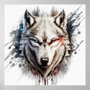 Wolf Portrait Animal Painting Wildlife Outdoors Poster