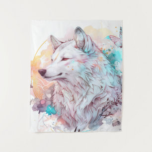Wolf Portrait Animal Painting Wildlife Outdoors Tapestry