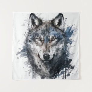 Wolf Portrait Animal Painting Wildlife Outdoors  Tapestry