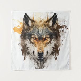Wolf Portrait Animal Painting Wildlife Outdoors Tapestry
