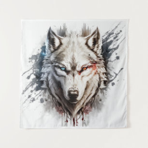 Wolf Portrait Animal Painting Wildlife Outdoors  Tapestry