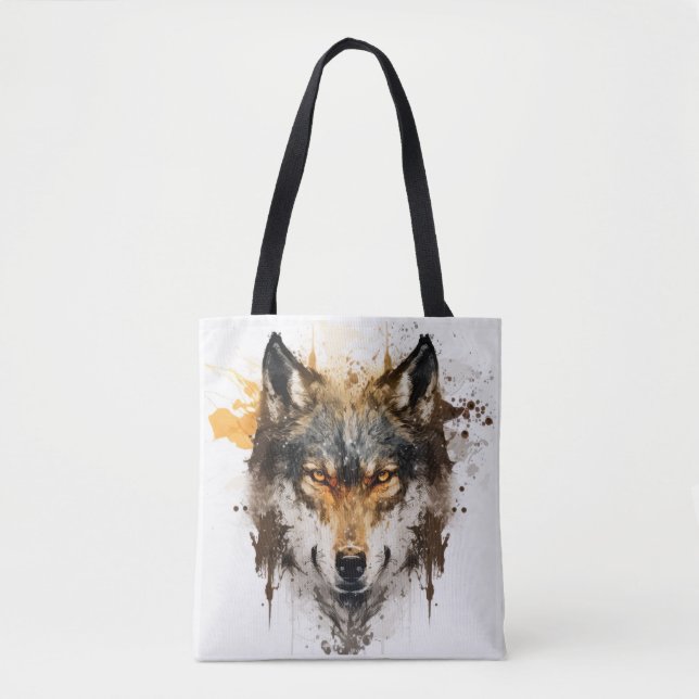 Wolf Portrait Animal Painting Wildlife Outdoors  Tote Bag (Front)