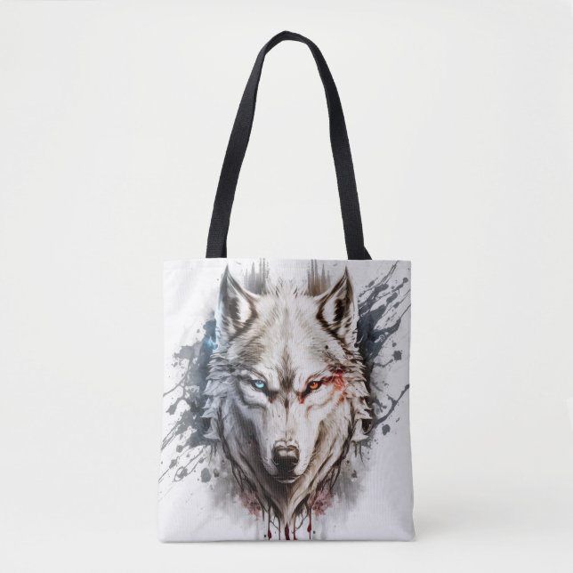Wolf Portrait Animal Painting Wildlife Outdoors  Tote Bag (Front)
