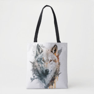 Wolf Portrait Animal Painting Wildlife Outdoors  Tote Bag