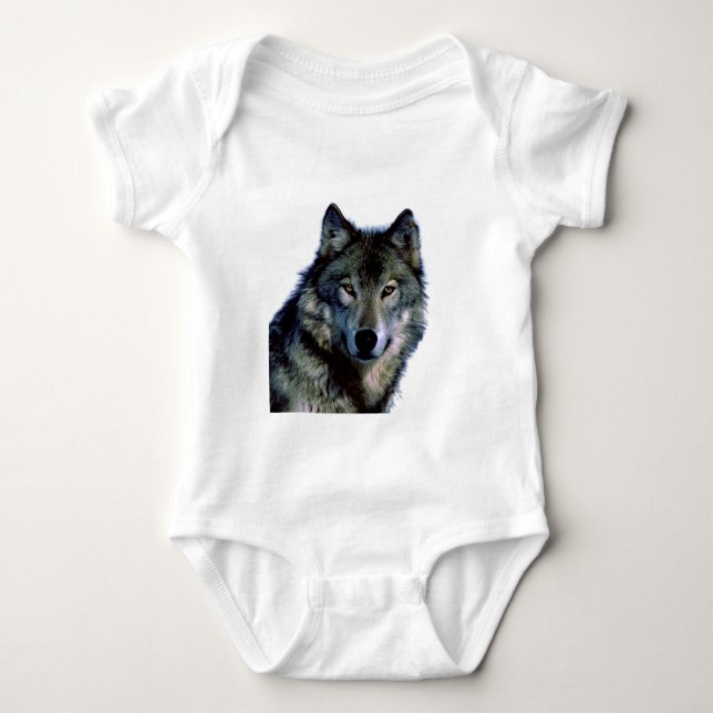 Wolf Portrait Baby Bodysuit (Front)
