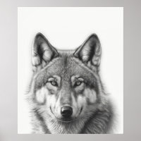 Wolf Portrait Black white
