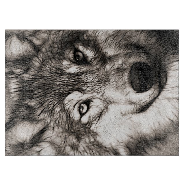 Wolf portrait cutting board (Front)