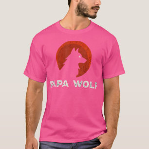 Wolf Portrait Full Moon Father Daddy Men Papa Wolf T-Shirt