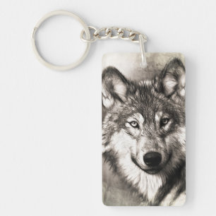 Wolf portrait key ring