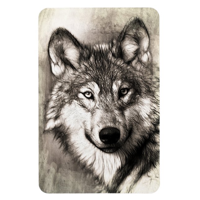 Wolf portrait magnet (Vertical)