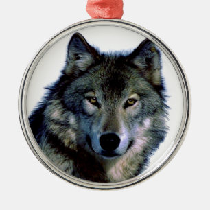 Wolf Portrait Metal Tree Decoration