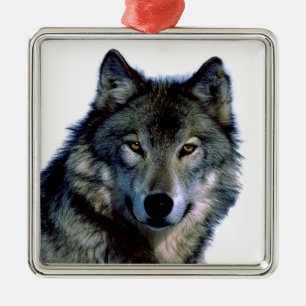Wolf Portrait Metal Tree Decoration