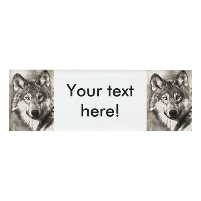 Wolf portrait name tag (Front)