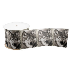 Wolf portrait satin ribbon