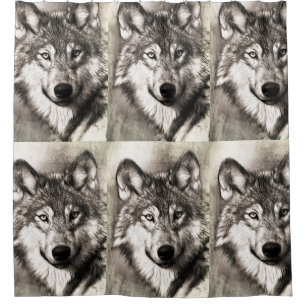 Wolf portrait shower curtain