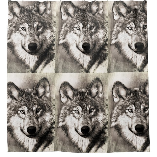 Wolf portrait shower curtain (Front)