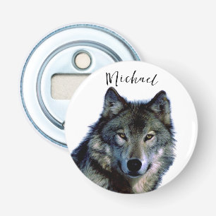 Wolf Portrait Your Name Custom Handwriting Bottle Opener