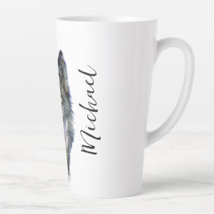 Wolf Portrait Your Name Custom Handwriting Latte Mug