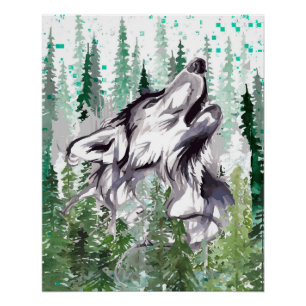 Wolf Poster Glossy - Colourful Wolf Poster Print