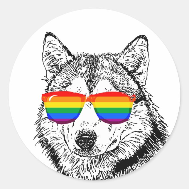 Wolf Pride Sunglasses Classic Round Sticker (Front)