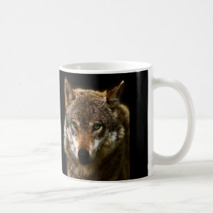 Wolf Profile with green eyes ~ editable background Coffee Mug