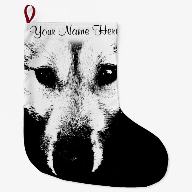 Wolf Pup Christmas Stocking Custom Husky Stocking (Front)