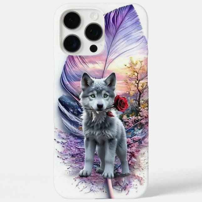 Wolf Pup & Feather Case-Mate iPhone Case (Back)