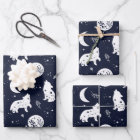 Wolf Pup Howling at the Moon Wrapping Paper Set