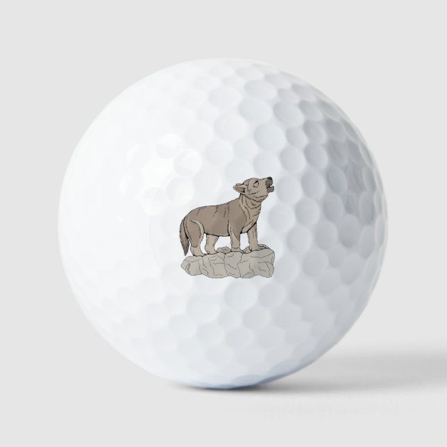 Wolf Pup Howling Golf Balls (Front)