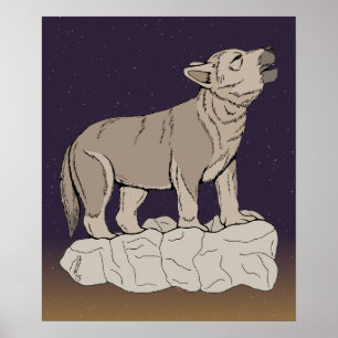 Wolf Pup Howling Poster