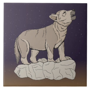 Wolf Pup Howling Tile