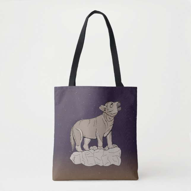 Wolf Pup Howling Tote Bag (Front)