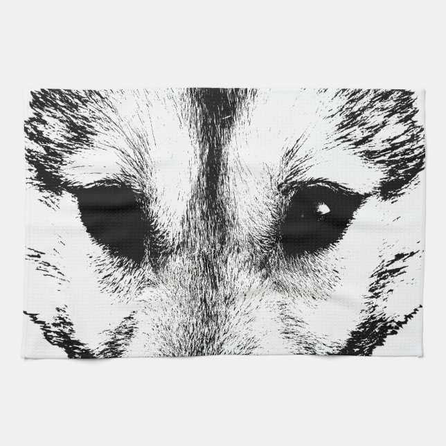 Wolf Pup Towel Wild Husky Dog Tea Towel (Horizontal)