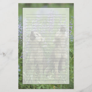 Wolf Puppies Howling In Meadow Stationery