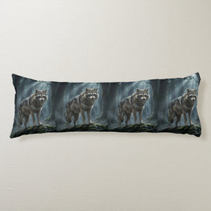 Wolf Raccoon Hybrid – Moonlit Woodland Guardian Body Cushion