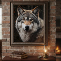 Wolf Realistic Painting Portrait Wildlife Cabin