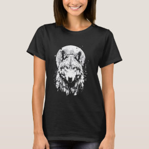 Wolf retro design Moon Grey Howling distressed T-Shirt