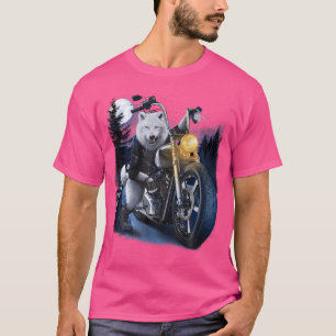 Wolf Riding Chopper Motorcycle In Full Moon T-Shirt