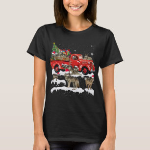 Wolf Riding Red Truck Merry Christmas X-mas Ugly G T-Shirt