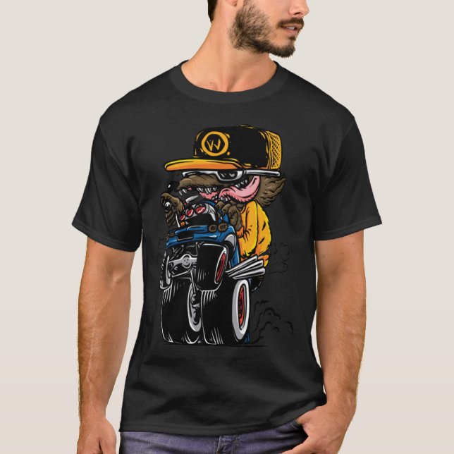 Wolf riding scooter T-Shirt (Front)