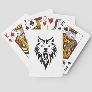 Wolf roar tribal playing cards