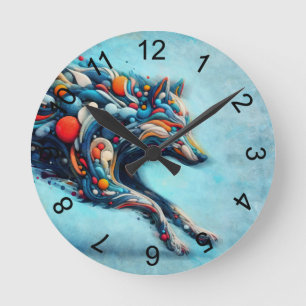 Wolf Round Clock