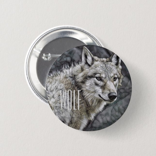 Wolf [Round Tin Badge] 6 Cm Round Badge (Front & Back)