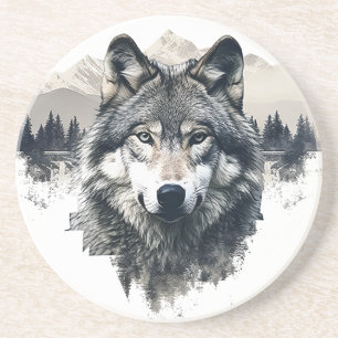 Wolf Sandstone Coaster