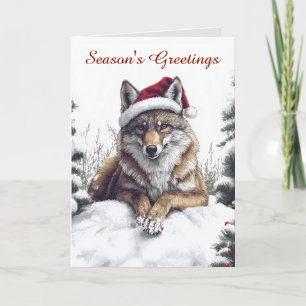 Wolf Santa Christmas Card