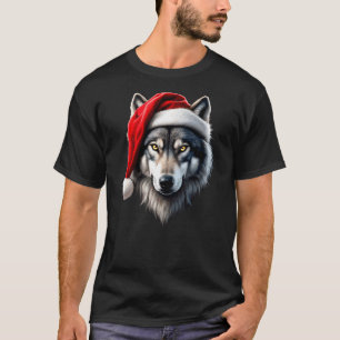Wolf Santa Christmas Funny New Year Xmas Party Chr T-Shirt