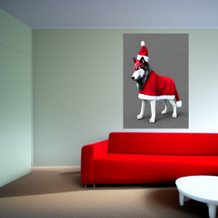 Wolf Santa Claus AI Art Poster